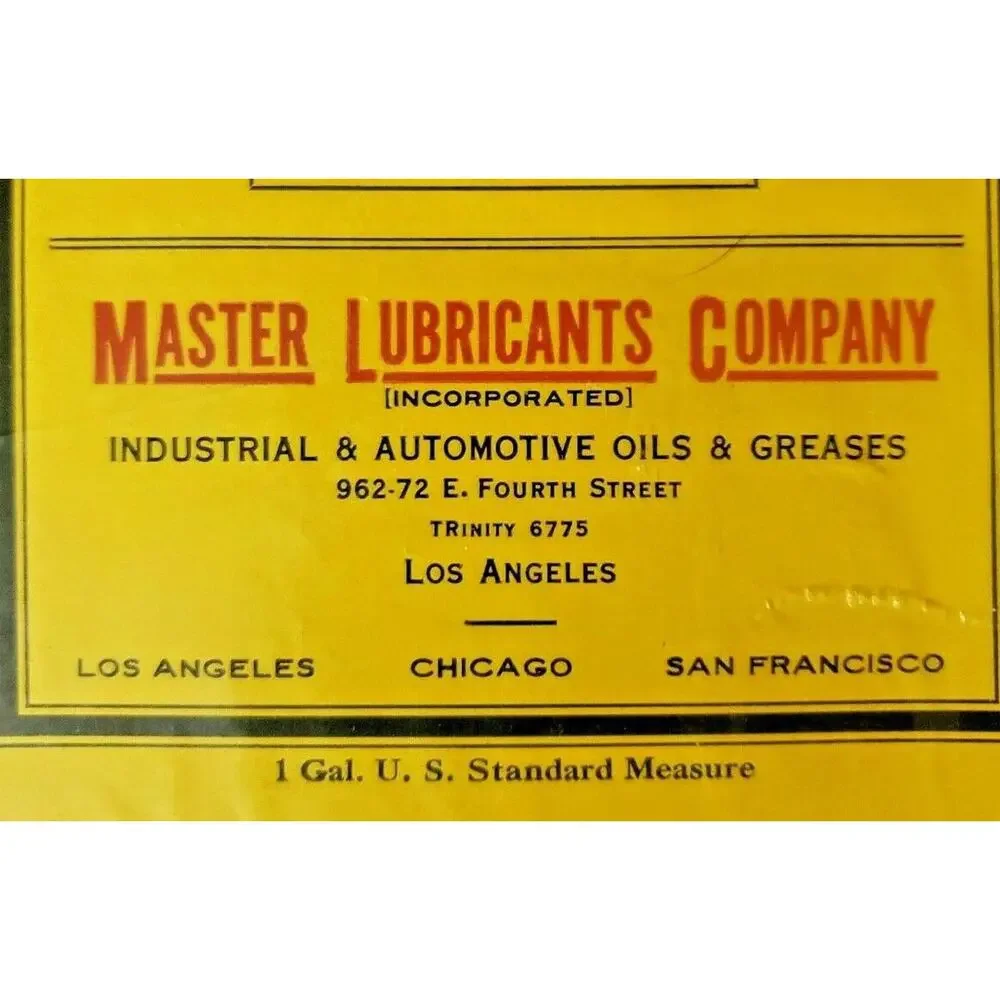Vintage Original Label - MasterMobile Motor‎ Oil Can Label Los Angeles CA NOS B3